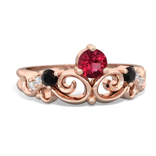 Lab Ruby Lab Created Ruby with Genuine Black Onyx and Lab Created Pink Sapphire Crown Keepsake ring Ring