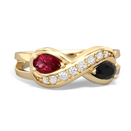 Lab Ruby Lab Created Ruby with Genuine Black Onyx Diamond Infinity ring Ring