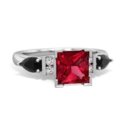 Lab Ruby Lab Created Ruby with Genuine Black Onyx and  Engagement ring Ring