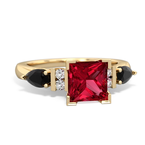 Lab Ruby Lab Created Ruby with Genuine Black Onyx and Genuine Peridot Engagement ring Ring