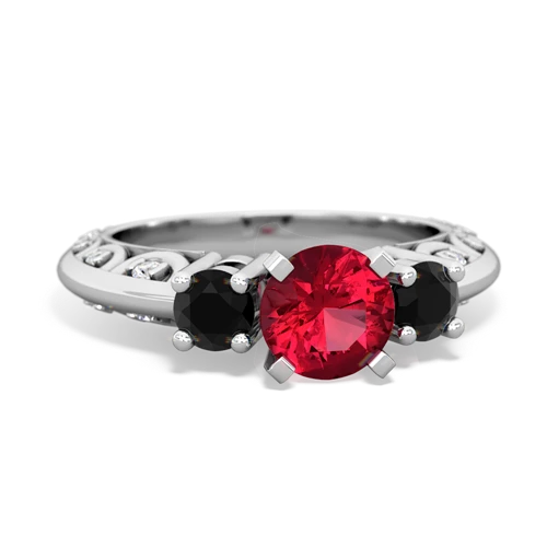 lab ruby-onyx engagement ring