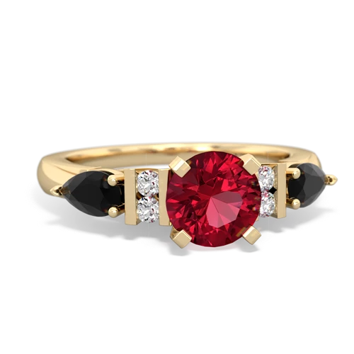 Lab Ruby Lab Created Ruby with Genuine Black Onyx and Lab Created Pink Sapphire Engagement ring Ring