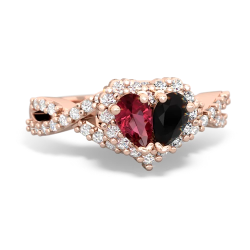 lab ruby-onyx engagement ring