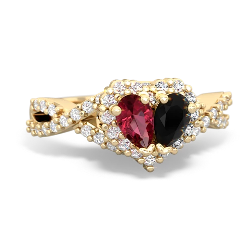 lab ruby-onyx engagement ring