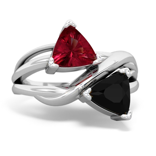 Lab Ruby Lab Created Ruby with Genuine Black Onyx Split Band Swirl ring Ring