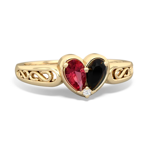 lab ruby-onyx filligree ring