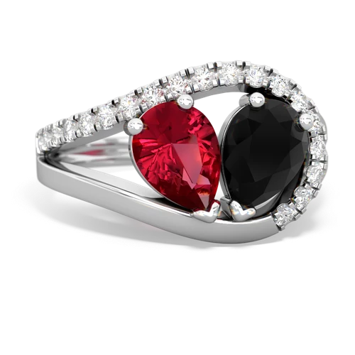 lab ruby-onyx pave heart ring