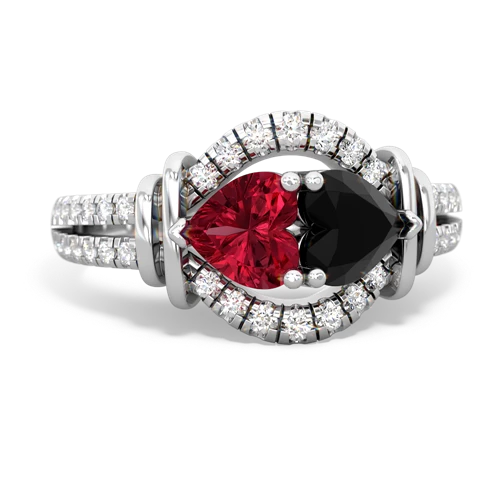 Lab Ruby Lab Created Ruby with Genuine Black Onyx Art-Deco Keepsake ring Ring