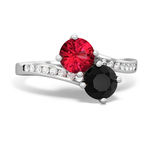 lab ruby-onyx two stone channel ring