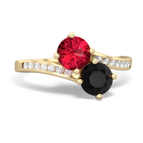 lab ruby-onyx two stone channel ring