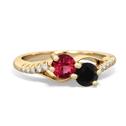 Lab Ruby Lab Created Ruby with Genuine Black Onyx Two Stone Infinity ring Ring