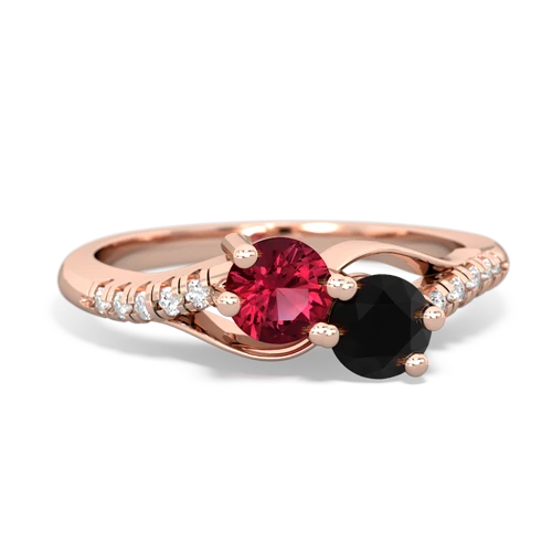 lab ruby-onyx two stone infinity ring