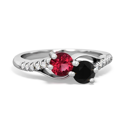 lab ruby-onyx two stone infinity ring