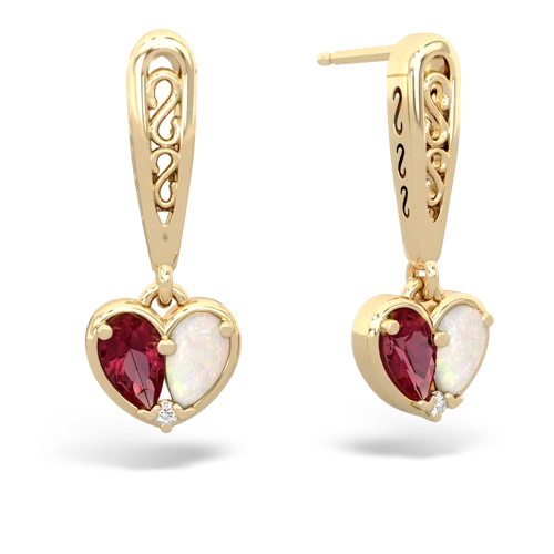 lab ruby-opal filligree earrings