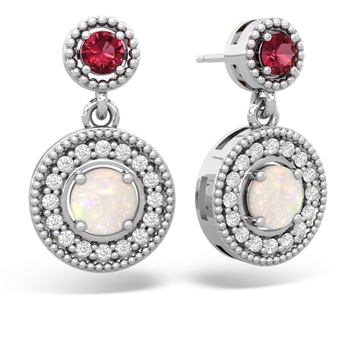 lab ruby-opal halo earrings