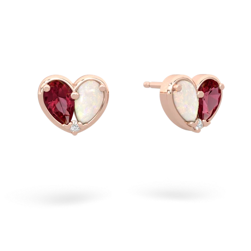 lab ruby-opal one heart earrings