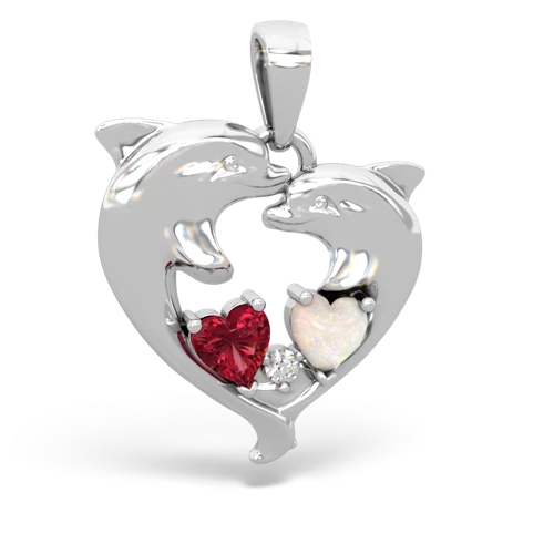 lab ruby-opal dolphins pendant