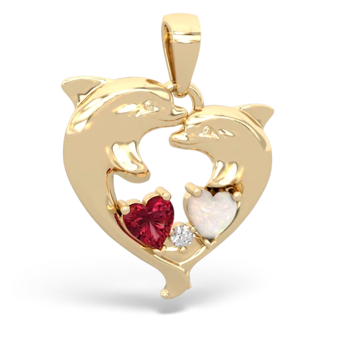 lab ruby-opal dolphins pendant