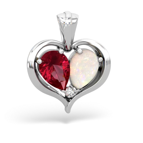 Lab Ruby Lab Created Ruby with Genuine Opal Two Become One pendant Pendant
