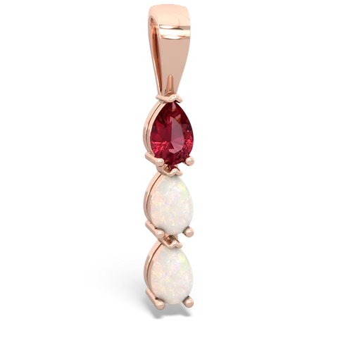 Lab Ruby Lab Created Ruby with Genuine Opal and Genuine Pink Tourmaline Three Stone pendant Pendant