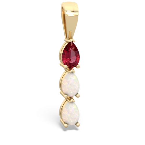 Lab Ruby Lab Created Ruby with Genuine Opal and  Three Stone pendant Pendant