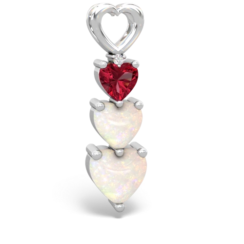 lab ruby-opal three stone pendant