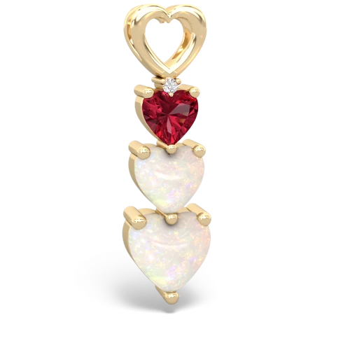 Lab Ruby Lab Created Ruby with Genuine Opal and Genuine White Topaz Past Present Future pendant Pendant