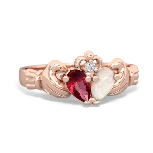 Lab Ruby Lab Created Ruby with Genuine Opal Claddagh ring Ring