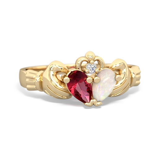 lab ruby-opal claddagh ring
