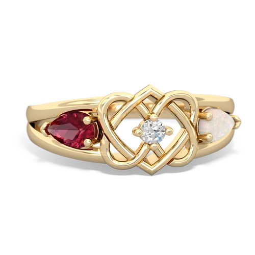 lab ruby-opal double heart ring