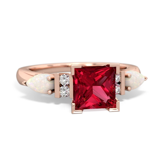 Lab Ruby Lab Created Ruby with Genuine Opal and  Engagement ring Ring