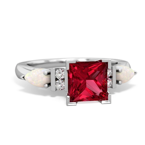 Lab Ruby Lab Created Ruby with Genuine Opal and Genuine Pink Tourmaline Engagement ring Ring