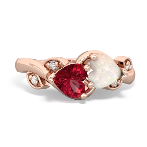lab ruby-opal floral keepsake ring