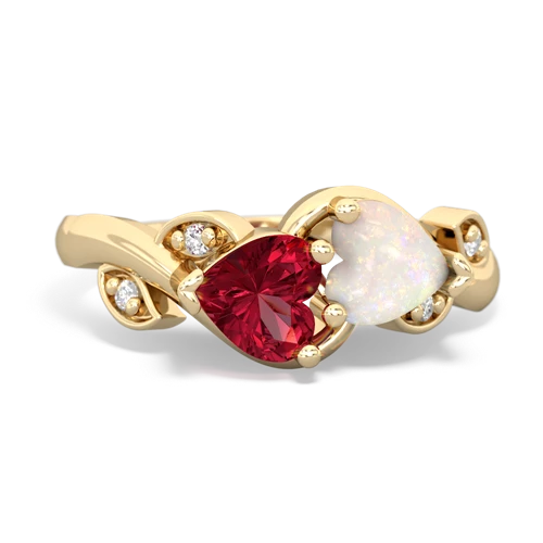 lab ruby-opal floral keepsake ring