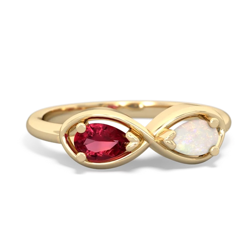 Lab Ruby Lab Created Ruby with Genuine Opal Infinity ring Ring
