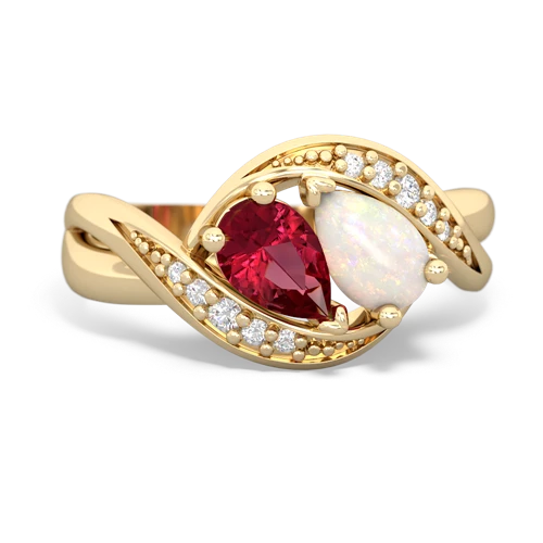 Lab Ruby Lab Created Ruby with Genuine Opal Summer Winds ring Ring
