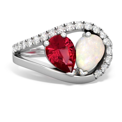 lab ruby-opal pave heart ring