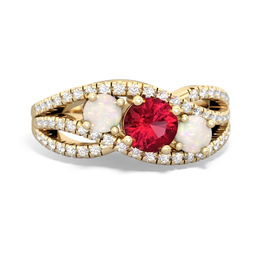 lab ruby-opal three stone pave ring