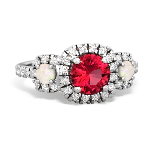 lab ruby-opal three stone regal ring