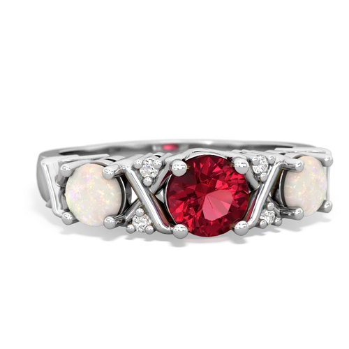Lab Ruby Lab Created Ruby with Genuine Opal and Genuine Amethyst Hugs and Kisses ring Ring