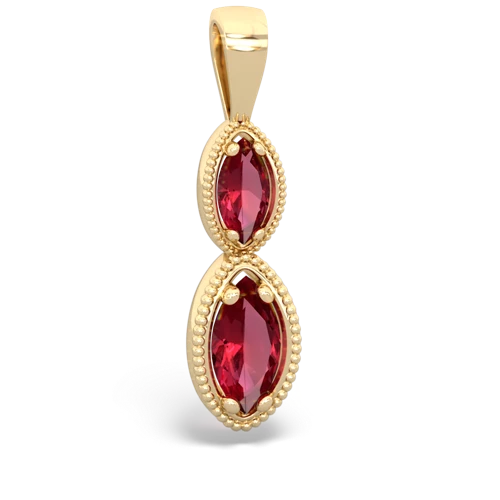 lab ruby antique milgrain pendant