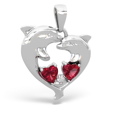 lab ruby dolphins pendant