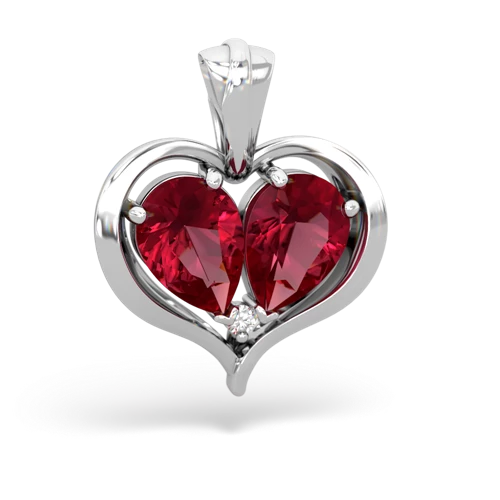 lab ruby half heart whole pendant