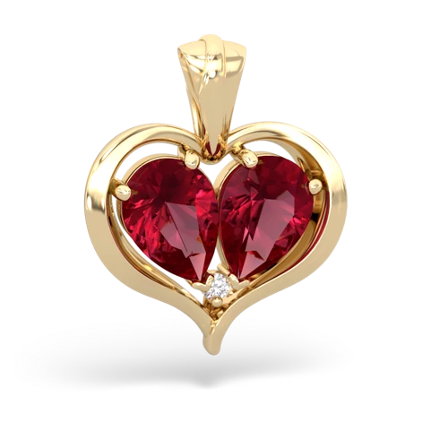 lab ruby half heart whole pendant