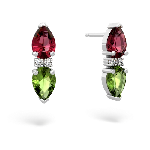 lab ruby-peridot bowtie earrings