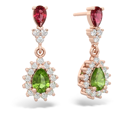 lab ruby-peridot dangle earrings