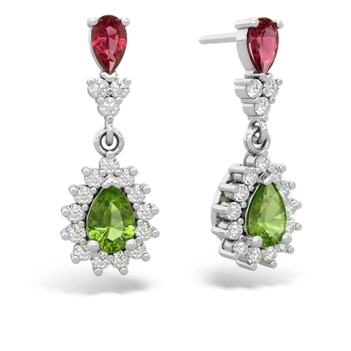 lab ruby-peridot dangle earrings