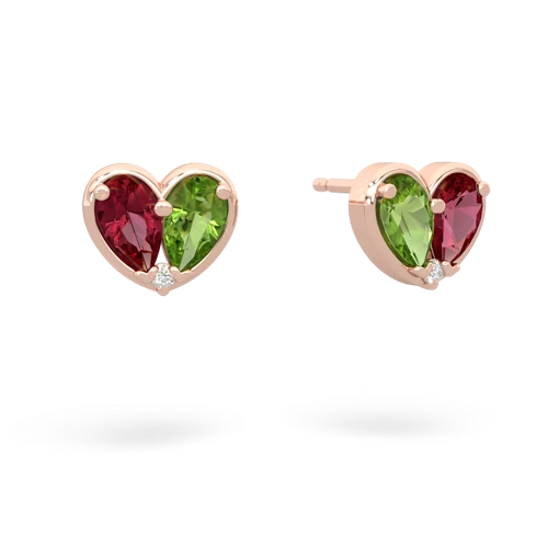 lab ruby-peridot one heart earrings