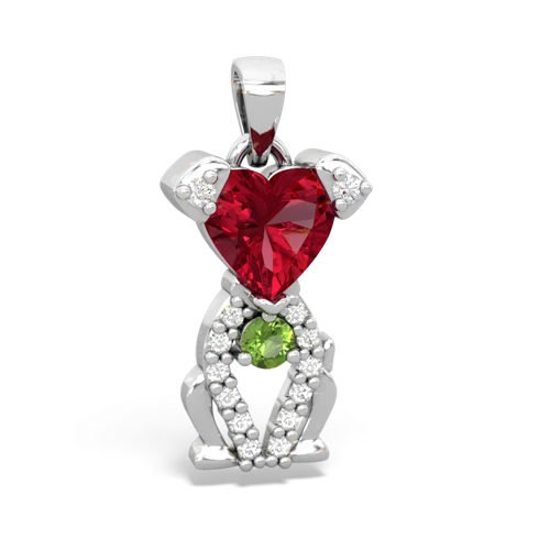 Lab Ruby Lab Created Ruby with Genuine Peridot Puppy Love pendant Pendant