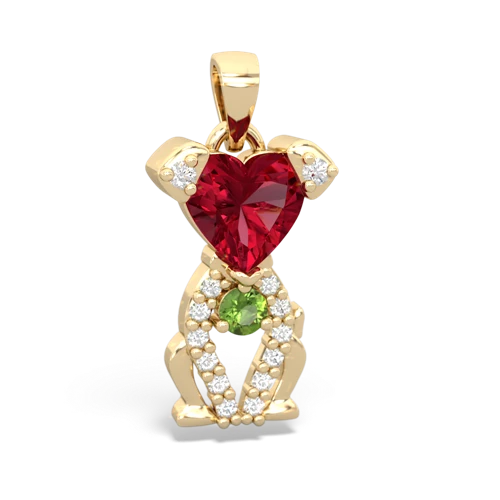 lab ruby-peridot birthstone puppy pendant